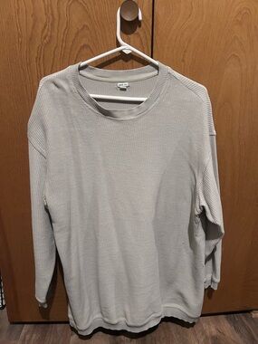 Teal Gray Aerie Oversized Pullover Crewneck Sweatshirt Ribbed Women’s Size XS